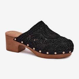 Crochet tacones altos de mujer flip negros -flops 4