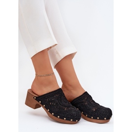 Crochet tacones altos de mujer flip negros -flops 5