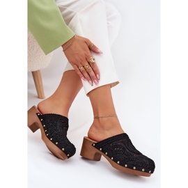 Crochet tacones altos de mujer flip negros -flops 6