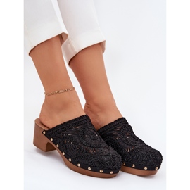 Crochet tacones altos de mujer flip negros -flops 7