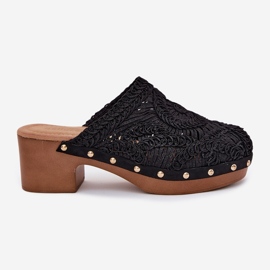 Crochet tacones altos de mujer flip negros -flops 8