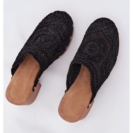 Crochet tacones altos de mujer flip negros -flops 9