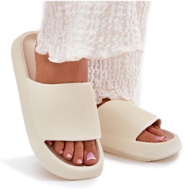 Zapatillas de espuma ligera de mujeres en una suela de ECRU gruesa blanco 9
