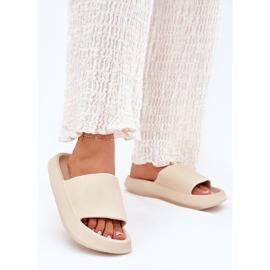 Chanclas de mujer de espuma beige claro con suela gruesa 2 Chanclas de mujer de espuma beige claro con suela gruesa 2