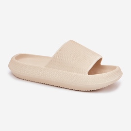 Chanclas de mujer de espuma beige claro con suela gruesa 4