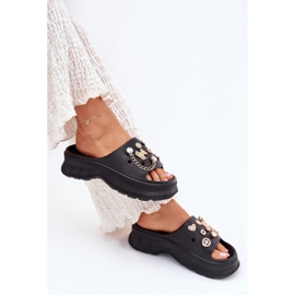 Flip de espuma para mujeres con alfileres dorados Pins negros 6