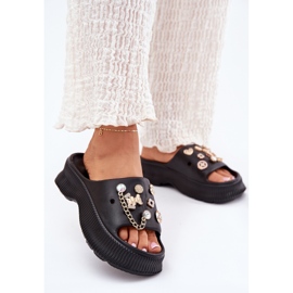 Flip de espuma para mujeres con alfileres dorados Pins negros 2