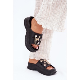 Flip de espuma para mujeres con alfileres dorados Pins negros 3