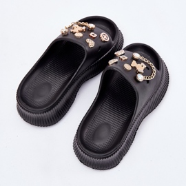 Flip de espuma para mujeres con alfileres dorados Pins negros 10