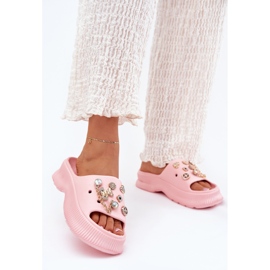 Flip de espuma de mujer con alfileres dorados rosa rosado 2 Flip de espuma de mujer con alfileres dorados rosa rosado 2