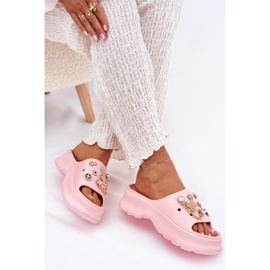 Flip de espuma de mujer con alfileres dorados rosa rosado 7