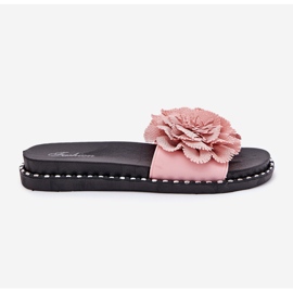 Chanclas para mujeres con flores de tela rosa rosado 8