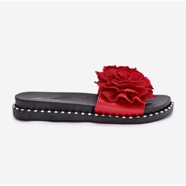 Chanclas para mujeres con flores de material rojo 8