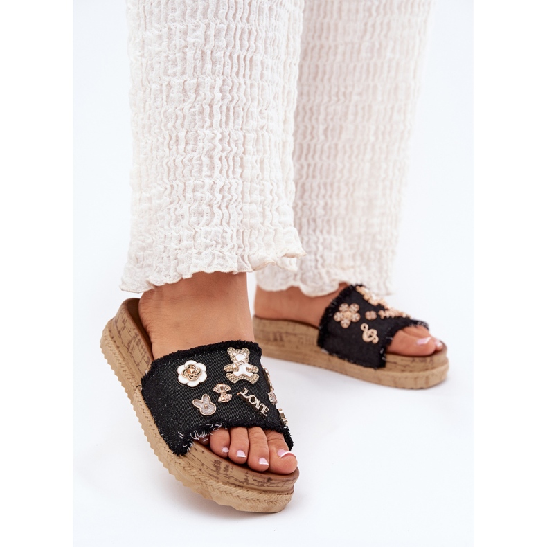 Flip Flip Flip Flip con alfileres dorados en la plataforma Black negro 2