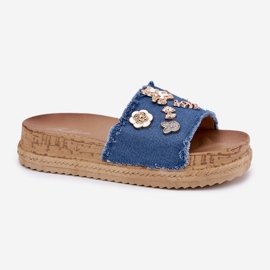 Flip Flip Flip Flip con alfileres dorados en la plataforma Navy Blue azul 4