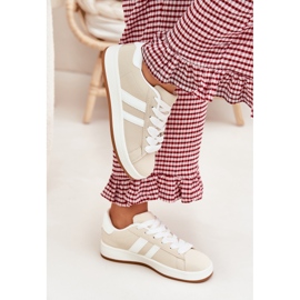 Zapatillas deportivas de zapatillas para mujeres con beige de cuero ecológico 2