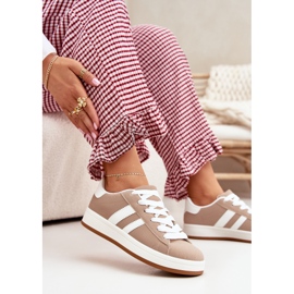 Zapatillas deportivas de zapatillas para mujeres con cuero ecológico oscuro beige 6