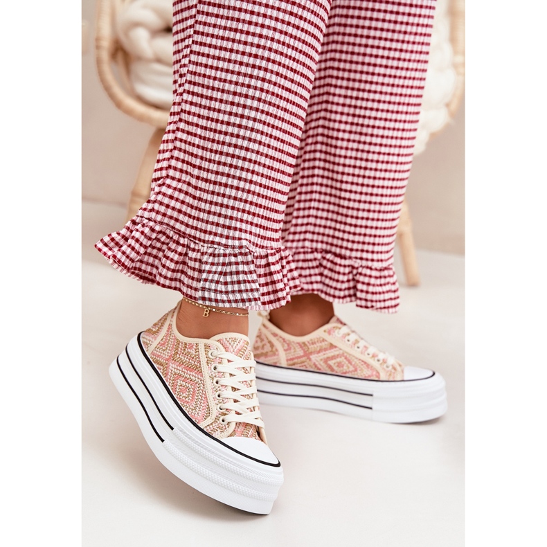 Zapatillas de deporte de mujer baja en la plataforma rosa 2