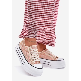 Zapatillas de deporte de mujer baja en la plataforma rosa 1
