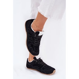 Zapatos deportivos femeninos con gamuza ecológico negro 3