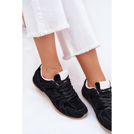 Zapatos deportivos femeninos con gamuza ecológico negro 6