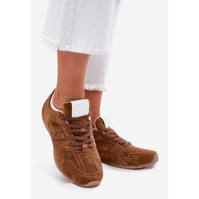 Zapatos deportivos femeninos con Camel Eco Suede marrón 1