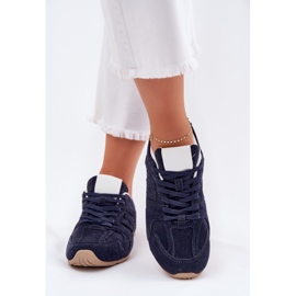 Zapatos deportivos femeninos con azul marino de gamuza ecológica 3