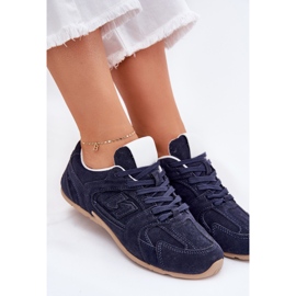 Zapatos deportivos femeninos con azul marino de gamuza ecológica 9
