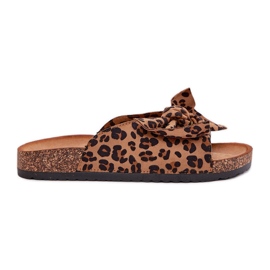 Chanclas para mujeres en una suela de corcho con un tazón de arco marrón 8