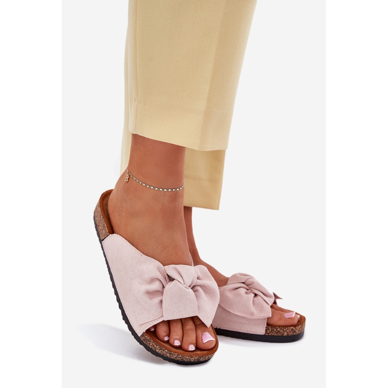 Flip Flip Flip Flip en la suela de corcho con un arco rosa claro rosado 1
