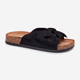 Zapatillas para mujeres en una suela de corcho con un arco negro 4