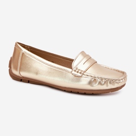 Mocasines dorados de cuero ecológico para mujeres 4