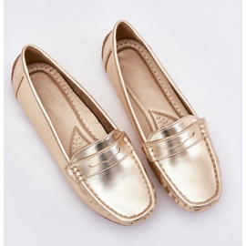Mocasines dorados de cuero ecológico para mujeres 9