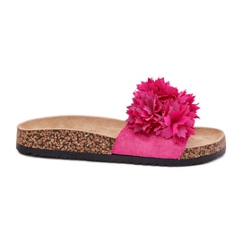 Flip fallas de mujeres en una suela de corcho con flores de fucsia rosado 8