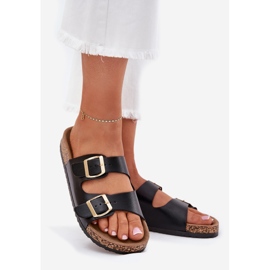 EVento Chanclas para mujeres con hebillas de cuero ecológica negras negro 1 EVento Chanclas para mujeres con hebillas de cuero ecológica negras negro 1