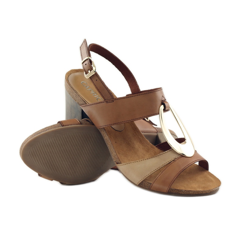 Caprice sandalias zapatos mujer con adorno 28307 marrón amarillo 3