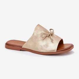 EVento Chanclas de mujer de late plana con una encuadernación decorativa de oro dorado 4