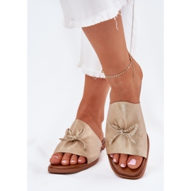 EVento Chanclas de mujer de late plana con una encuadernación decorativa de oro dorado 3