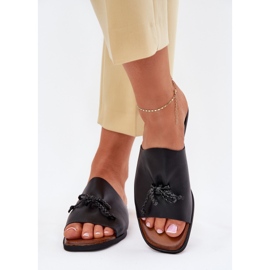 EVento Chanclas de mujer plana con una corbata decorativa negra negro 3