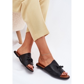 EVento Chanclas de mujer plana con una corbata decorativa negra negro 6