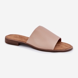 EVento Flip de cuero de cuero para mujeres chanclas beige 4