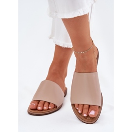 EVento Flip de cuero de cuero para mujeres chanclas beige 3