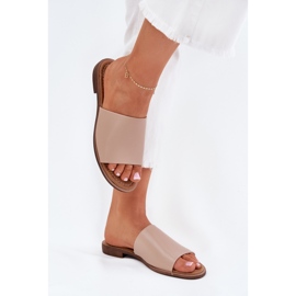 EVento Flip de cuero de cuero para mujeres chanclas beige 6