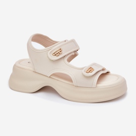 EVento Sandalias de mujeres con detalles dorados beige 4