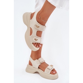 EVento Sandalias de mujeres con detalles dorados beige 5