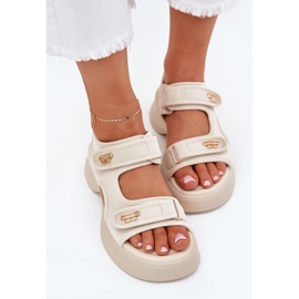 EVento Sandalias de mujeres con detalles dorados beige 6