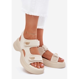 EVento Sandalias de mujeres con detalles dorados beige 1