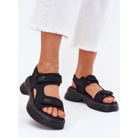 EVento Sandalias de mujeres con detalles dorados negros 2