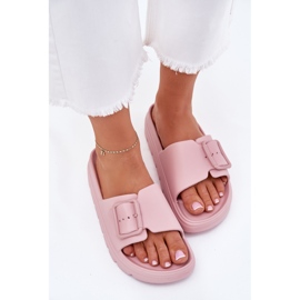 EVento Zapatillas de espuma para mujeres en la plataforma con una hebilla rosa rosado 5