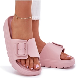 EVento Zapatillas de espuma para mujeres en la plataforma con una hebilla rosa rosado 9